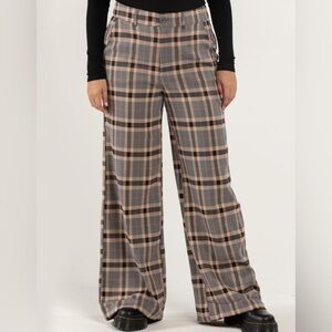 RSQ Womens Wide Leg Plaid Pants